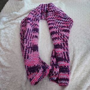 Fun Short handmade knit scarf shawl pink and purple